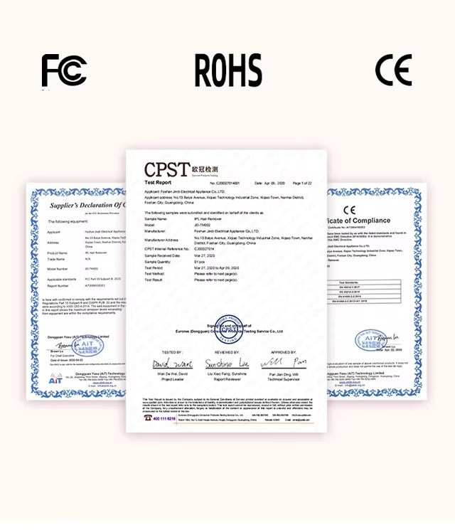Certificats épilateur ipl ReMel 